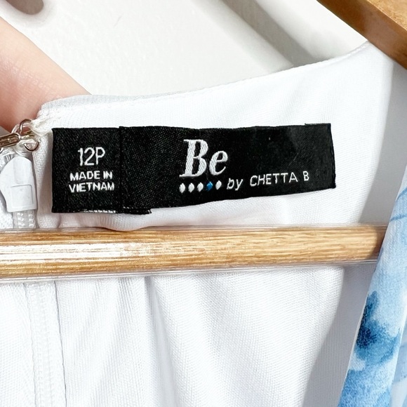 New with Tags Be By Chetta B Women's Ivory Navy Fitted Mini Ruched Ruffle Dress - Picture 14 of 16